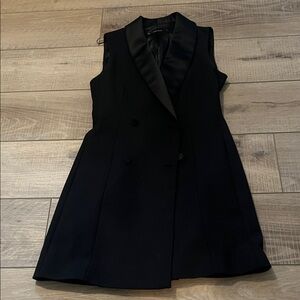Zara Black Double Breasted Design with Satin Lapels. Size Small.
